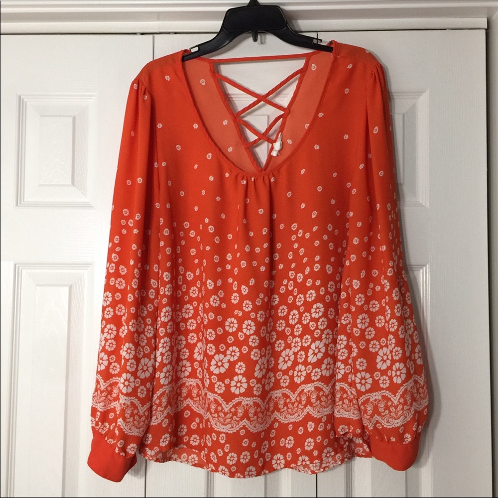 Mine Too 3XL Orange Floral Blouse